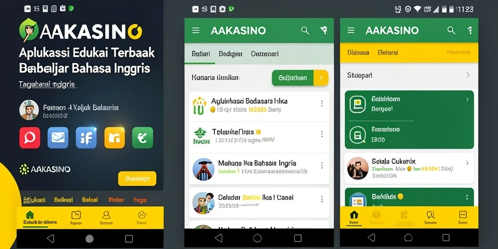 Tampilan antarmuka AAKASINO yang menarik untuk belajar bahasa Inggris.