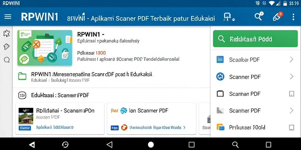 Screenshot aplikasi RPWIN1 yang menampilkan antarmuka pemindaian PDF yang intuitif.