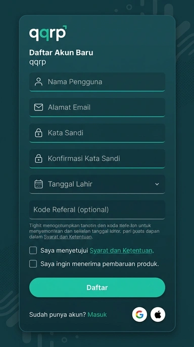 Tampilan halaman daftar qqrp